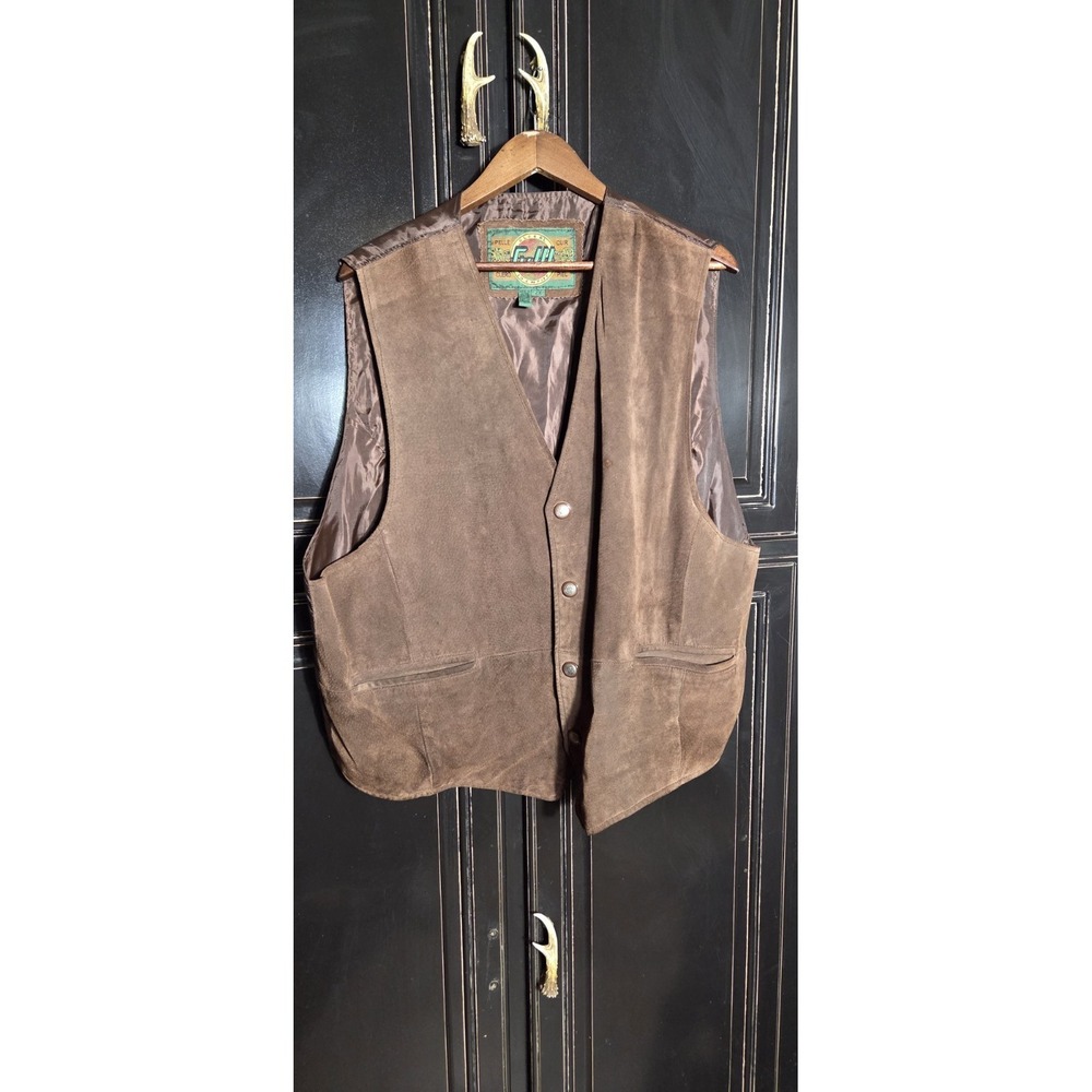 Vintage Global Identity 2x Leather Snap Button Vest, Fall, Festival ,Concert...
